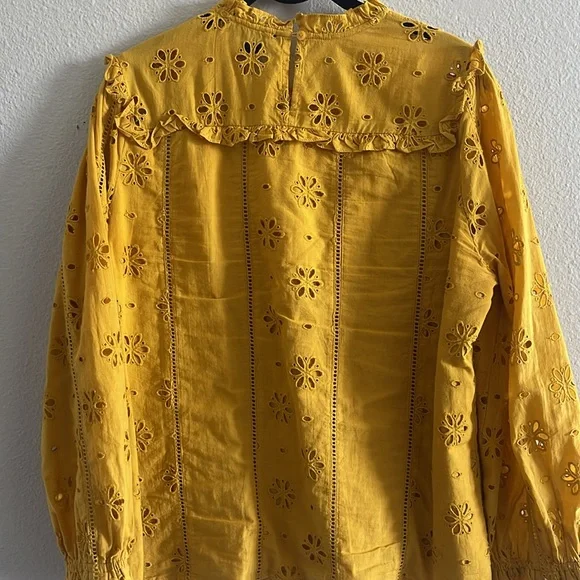 J.Crew Yellow Eyelet Blouse - Picture 6 of 6